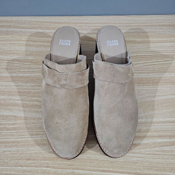 Eileen Fisher Hiya Clog Mule Heel Womens Shoe Ecru Beige Suede Size 10 - Picture 5 of 11